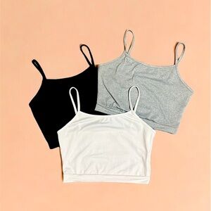 3 pack solid color crop tank tops